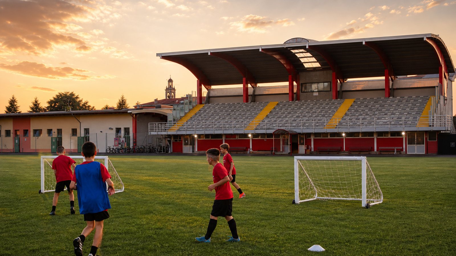 Due ragazzi in allenamento davanti alla porta